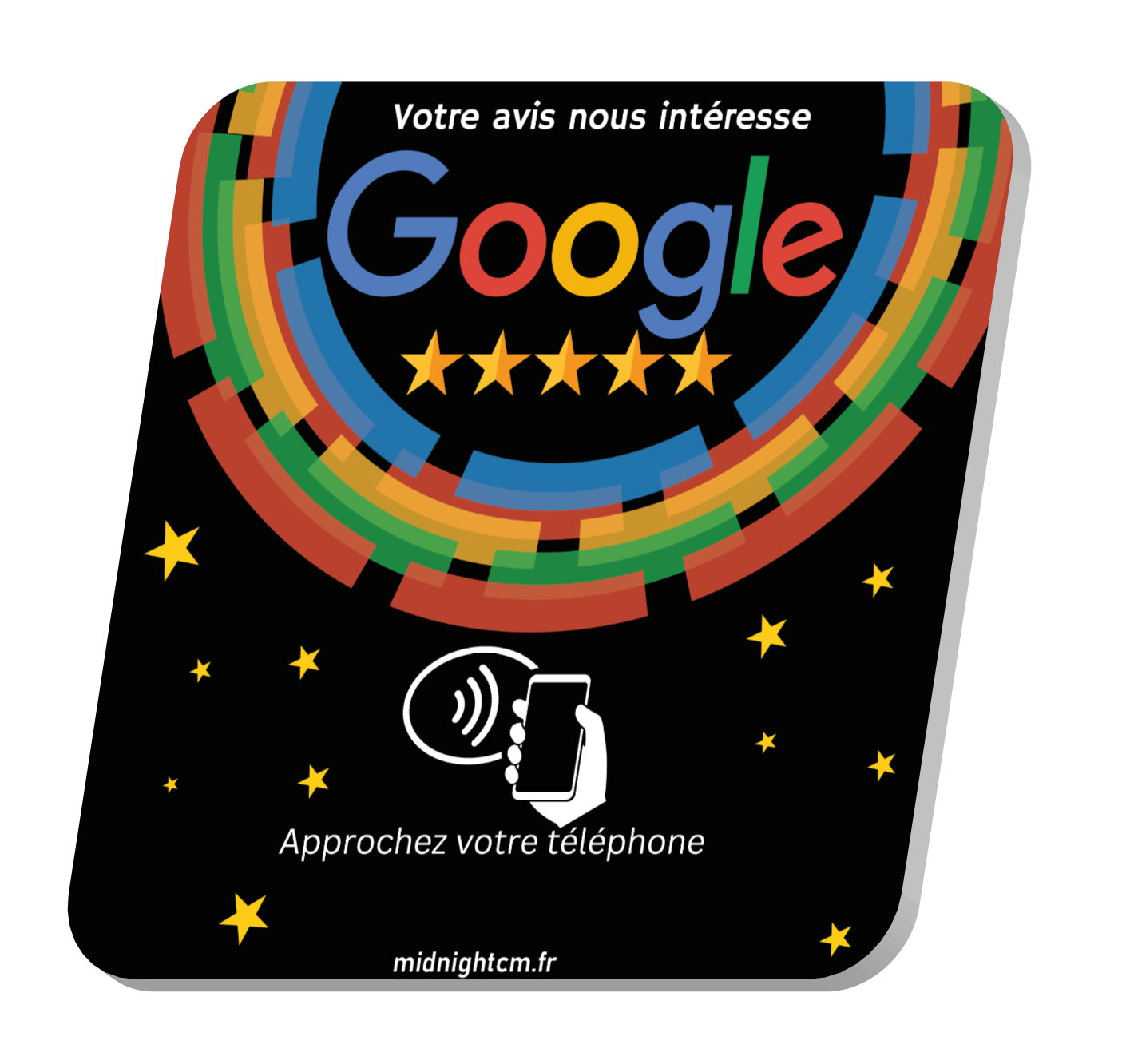 Plaque NFC Google Noire | Collecte Avis Clients Antilles-Guyane